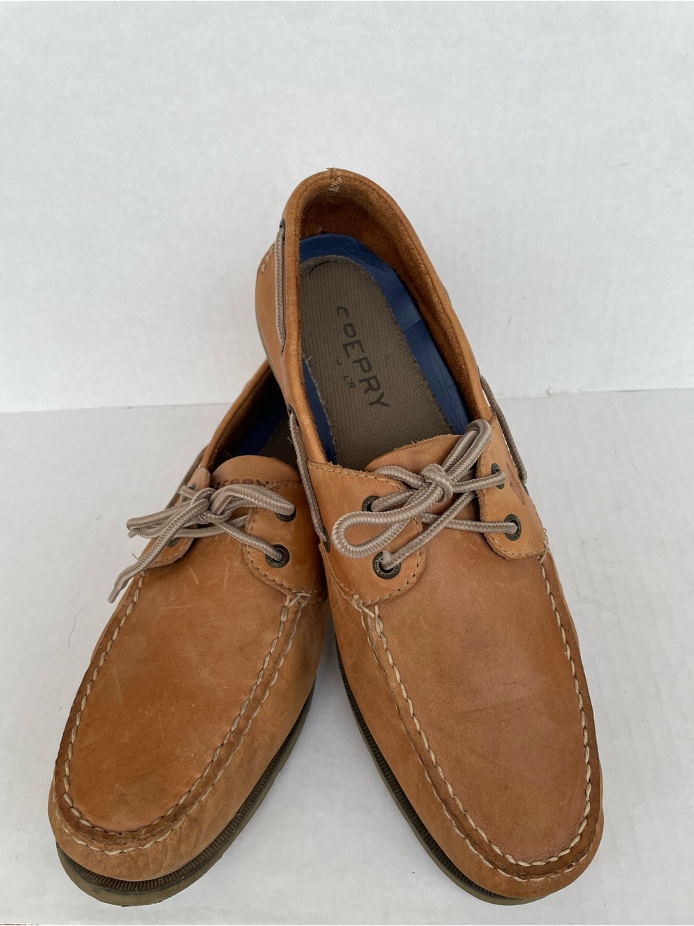 Sperry Top-Sider Men’s Brown Leather Boat Shoes Lace Up Rubber Sole Size 12 M